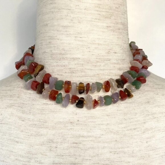 VTG Multi Gemstone Beaded 29" Necklace 14K Gold Filled Filigree Fish Hook Clasp - Picture 16 of 16